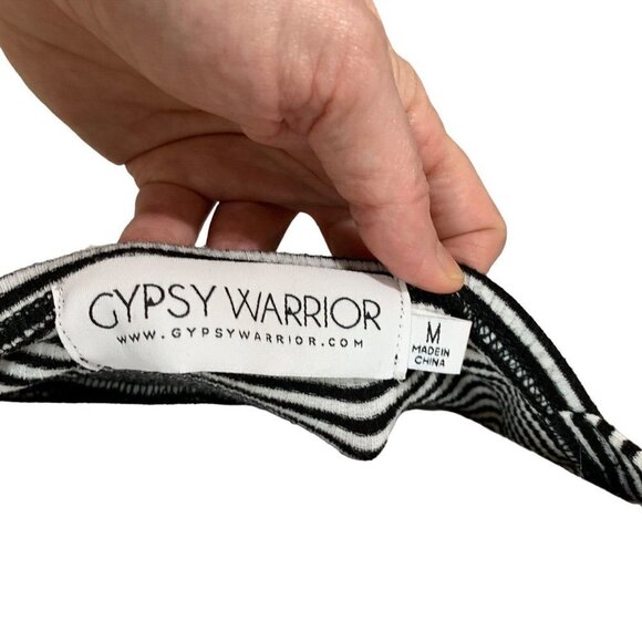 Gypsy Warrior Women's Bra Top M Medium Striped Cross Straps Padded Cropped - Picture 5 of 5